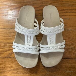 4/$10 - Croft & Barrow White Strappy Braided Sandals